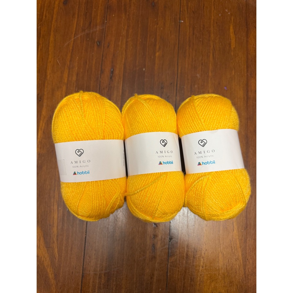 Hobbii Amigo Yarn Lot of 3 Skeins Yellow Acrylic Knitting Crochet Crafts‎